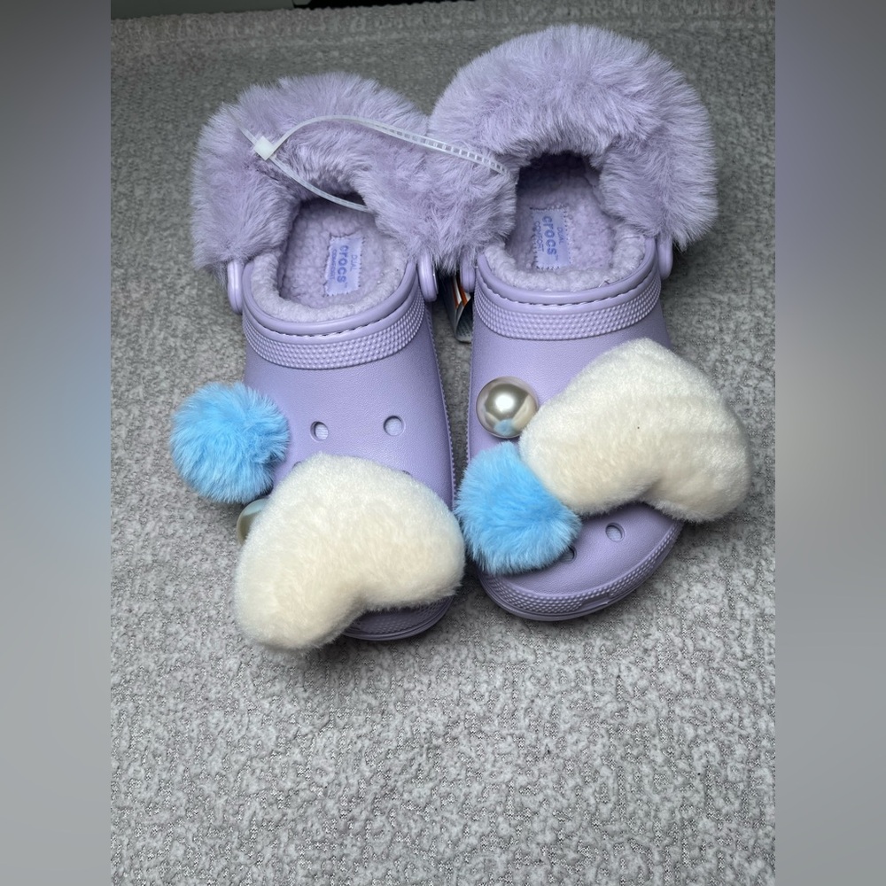 NWT Crocs Classic Platform Lined Charm Clog Lavender Purple Women’s Size 6 - Picture 7 of 17